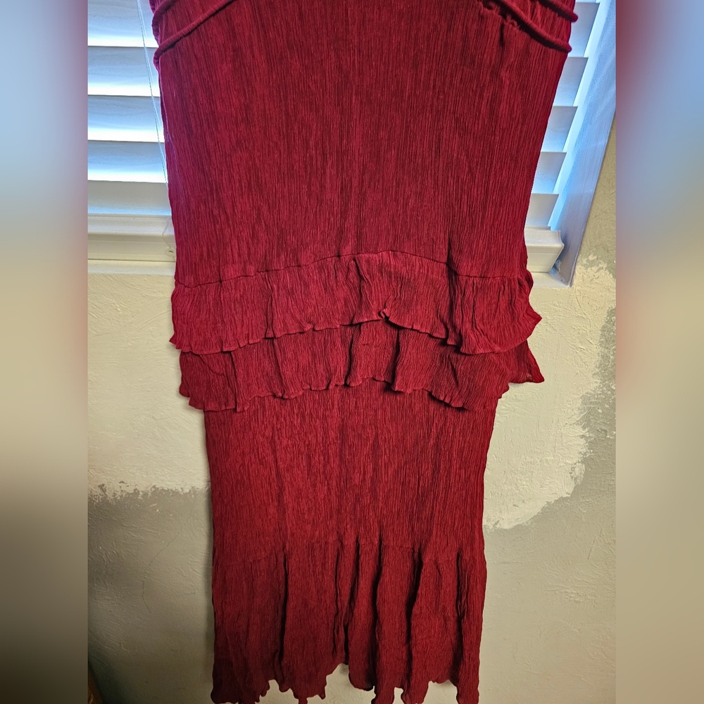 Taylor Burgundy V-Neck Textured Dress - Picture 13 of 15